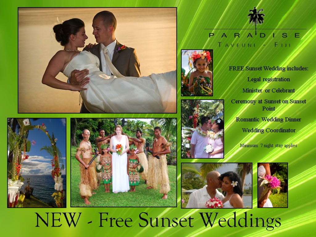 NEW - Free Sunset Weddings FREE Sunset Wedding includes: Legal registration Minister or Celebrant